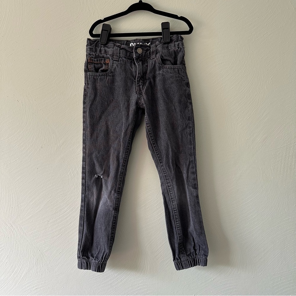DKNY Black Jogger Style Distressed Jeans with adjustable waist